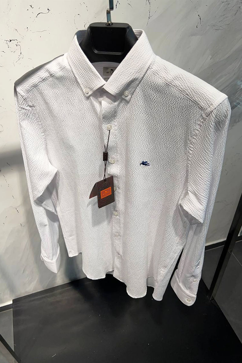 Etro Мужская белая рубашка Pegasus logo