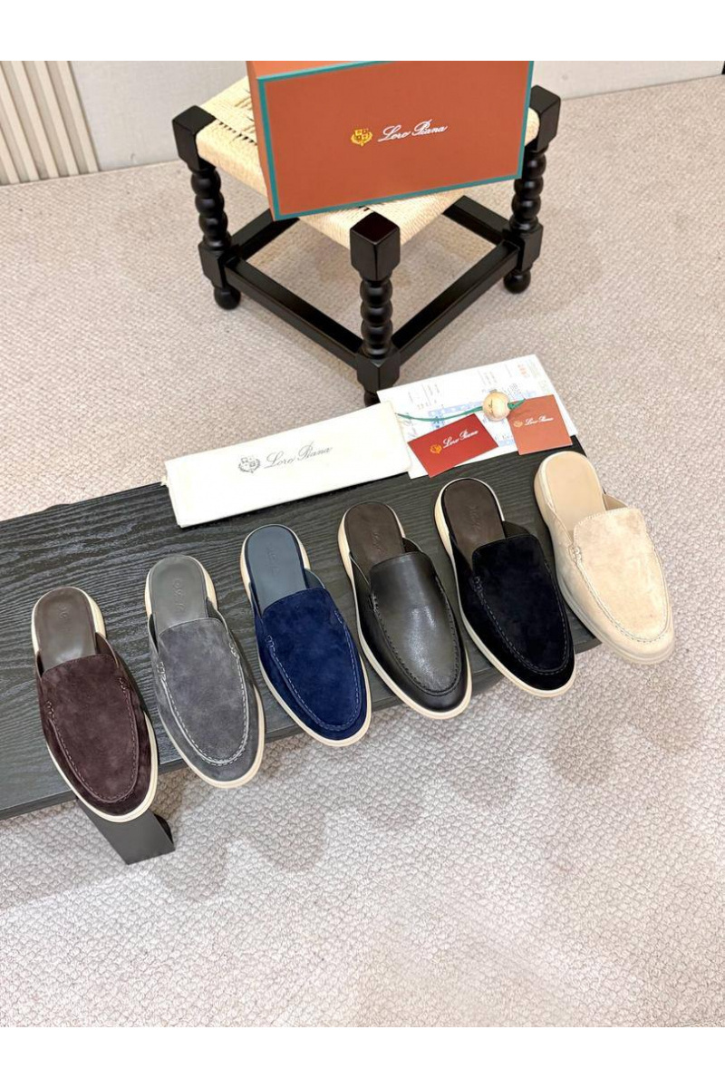 Loro Piana Мужские замшевые шлёпанцы