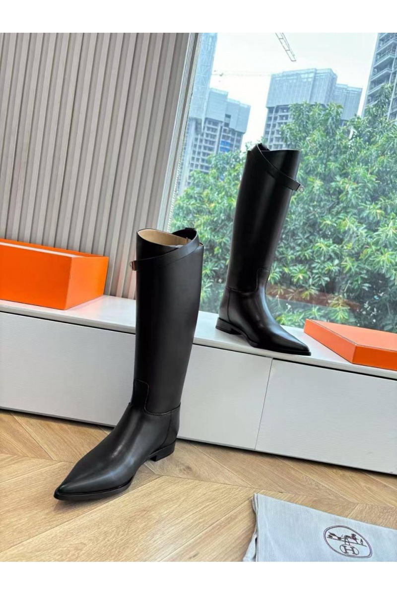 Hermes Женские кожаные сапоги Jumping Boot premum