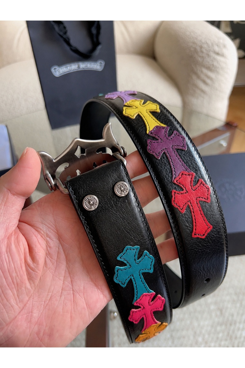 Chrome Hearts Кожаный ремень Cross Patch Cemetery premium