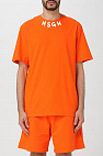 Оранжевая оверсайз футболка MSGM logo-neck