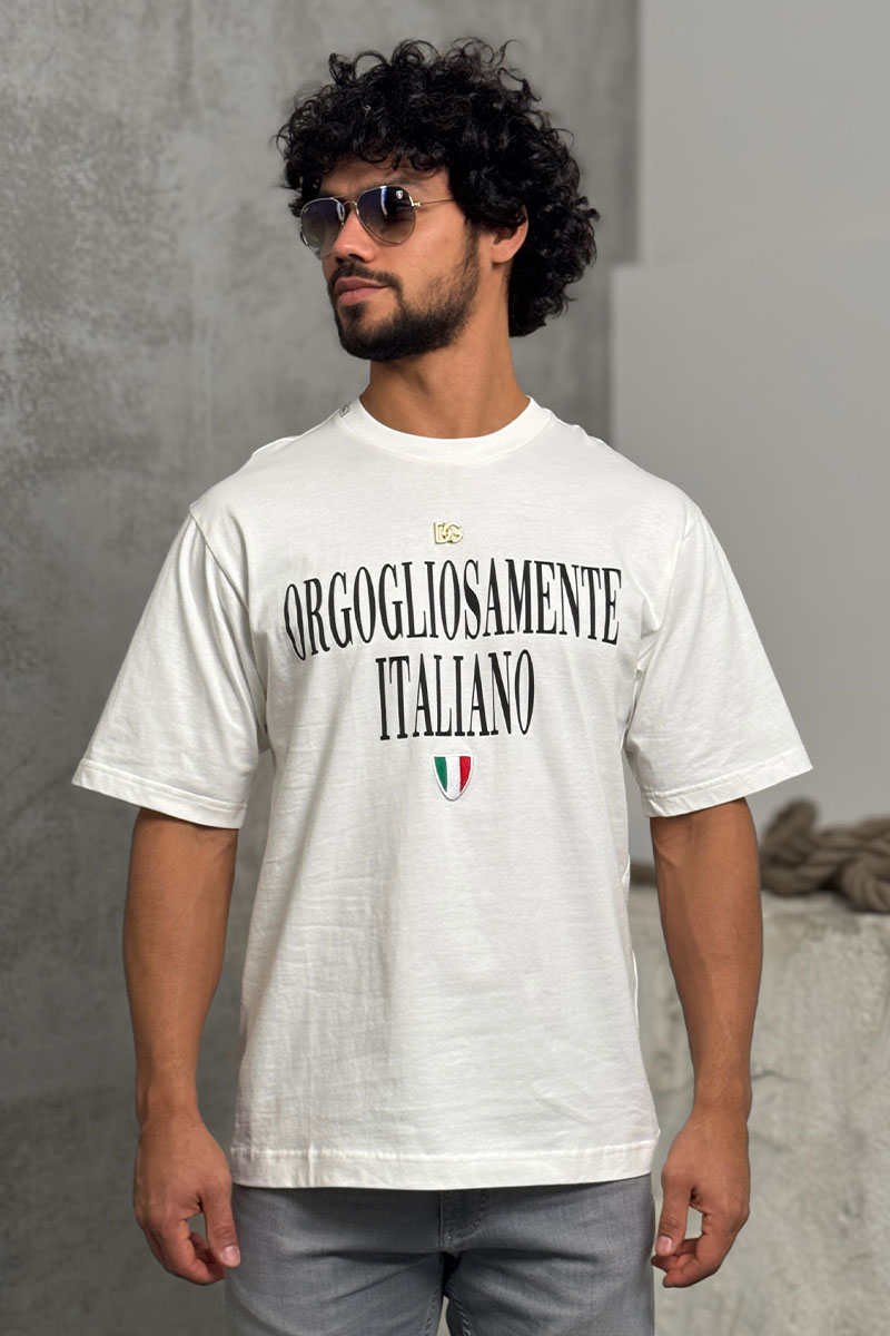 Dоlсе & Gаbbаnа Белая оверсайз футболка logo-plaque