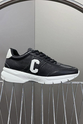 Женские кожаные кроссовки чёрного цвета