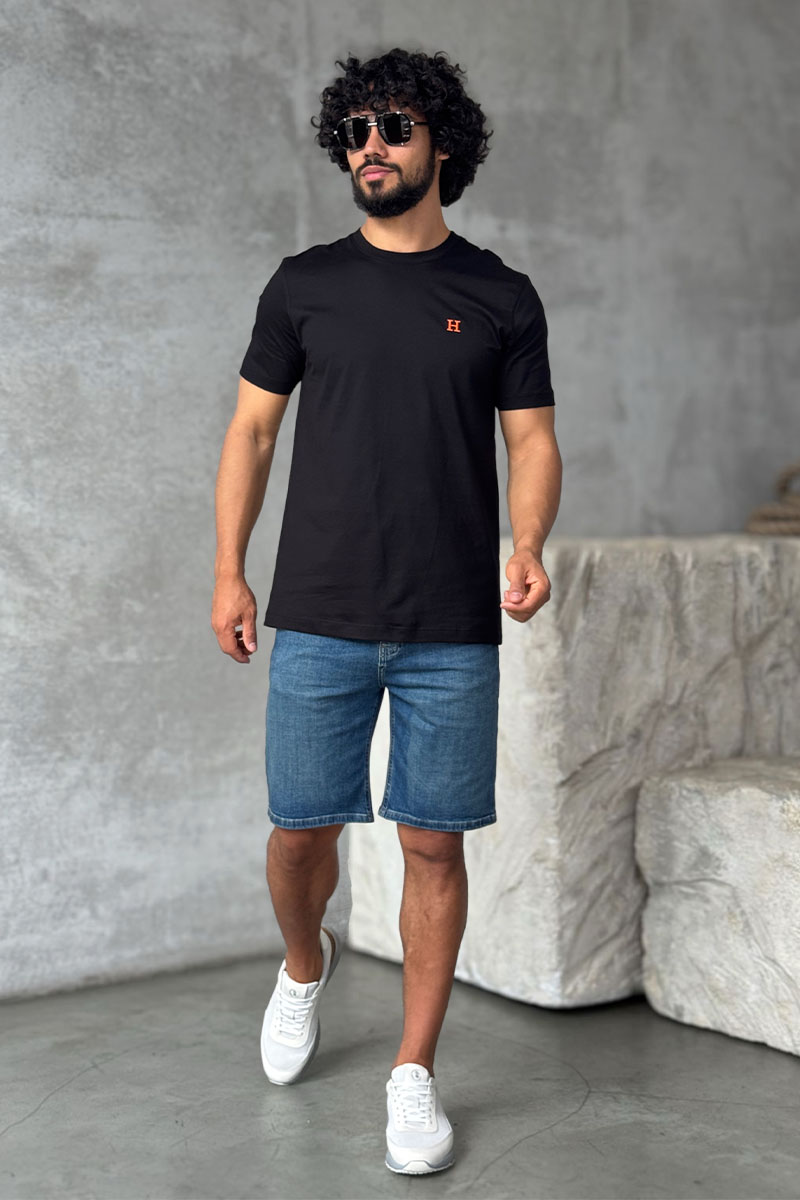 Hermes Футболка чёрного цвета H embroidered