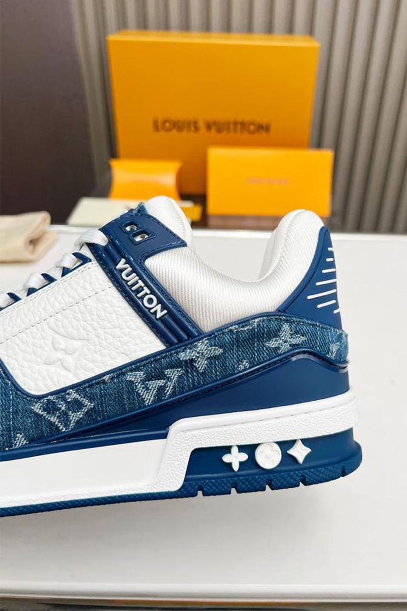 Lоuis Vuittоn Кожаные кроссовки Trainer Monogram - White / Blue