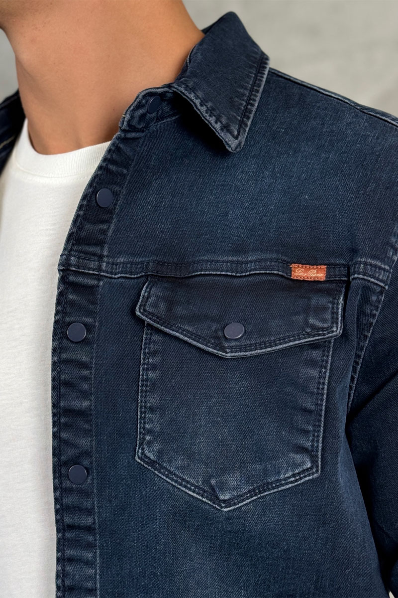 Loro Piana Джинсовая рубашка тёмно-синего цвета