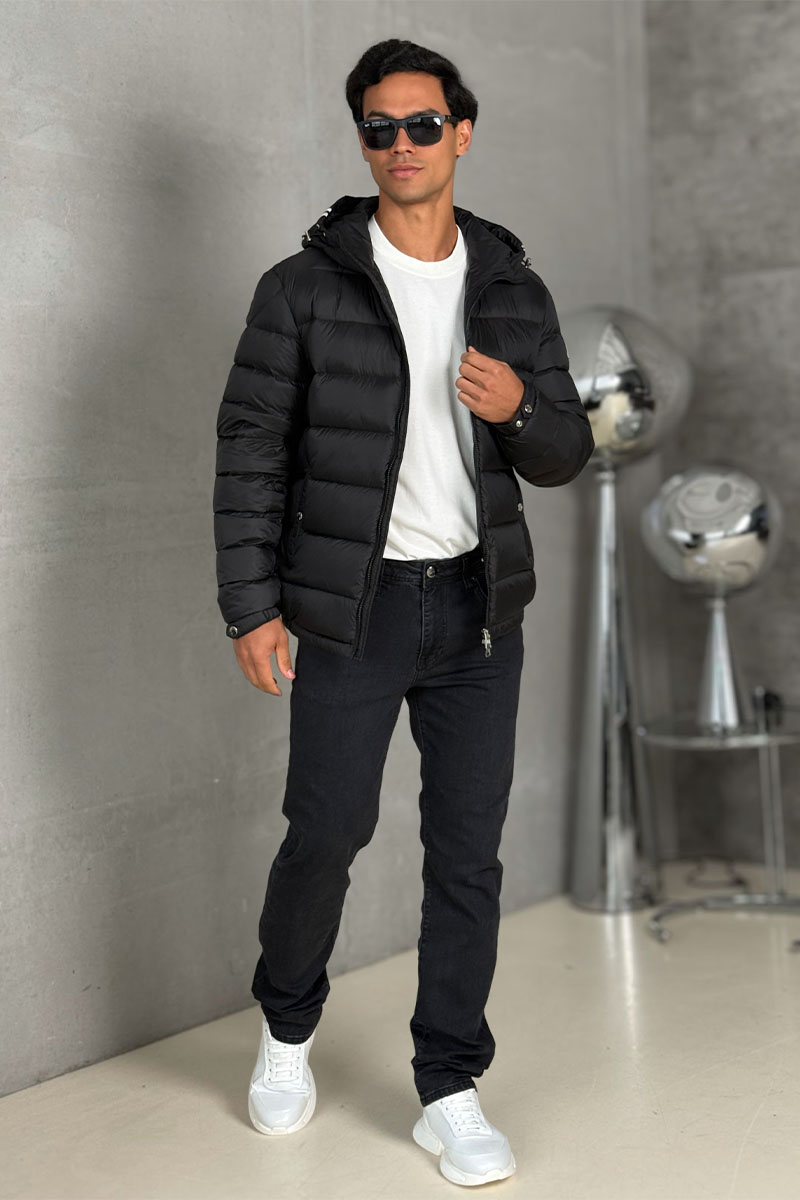 Moncler Мужской пуховик logo-patch - Black