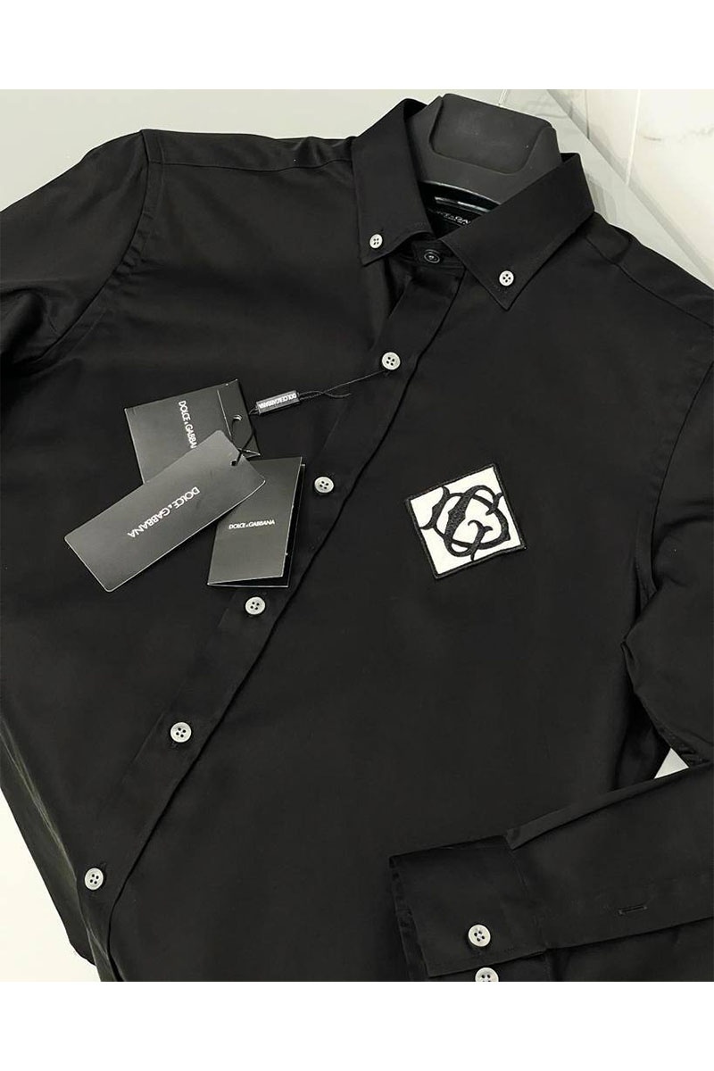 Dоlсе & Gаbbаnа Мужская чёрная рубашка embroidered logo-patch