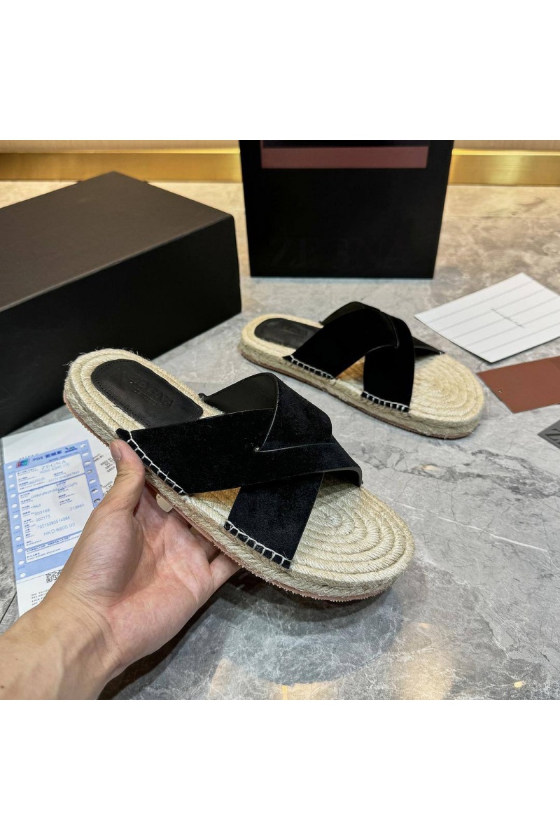 Zegna Мужские шлёпанцы suede - Black