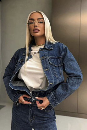 Женская джинсовая куртка premium - Blue