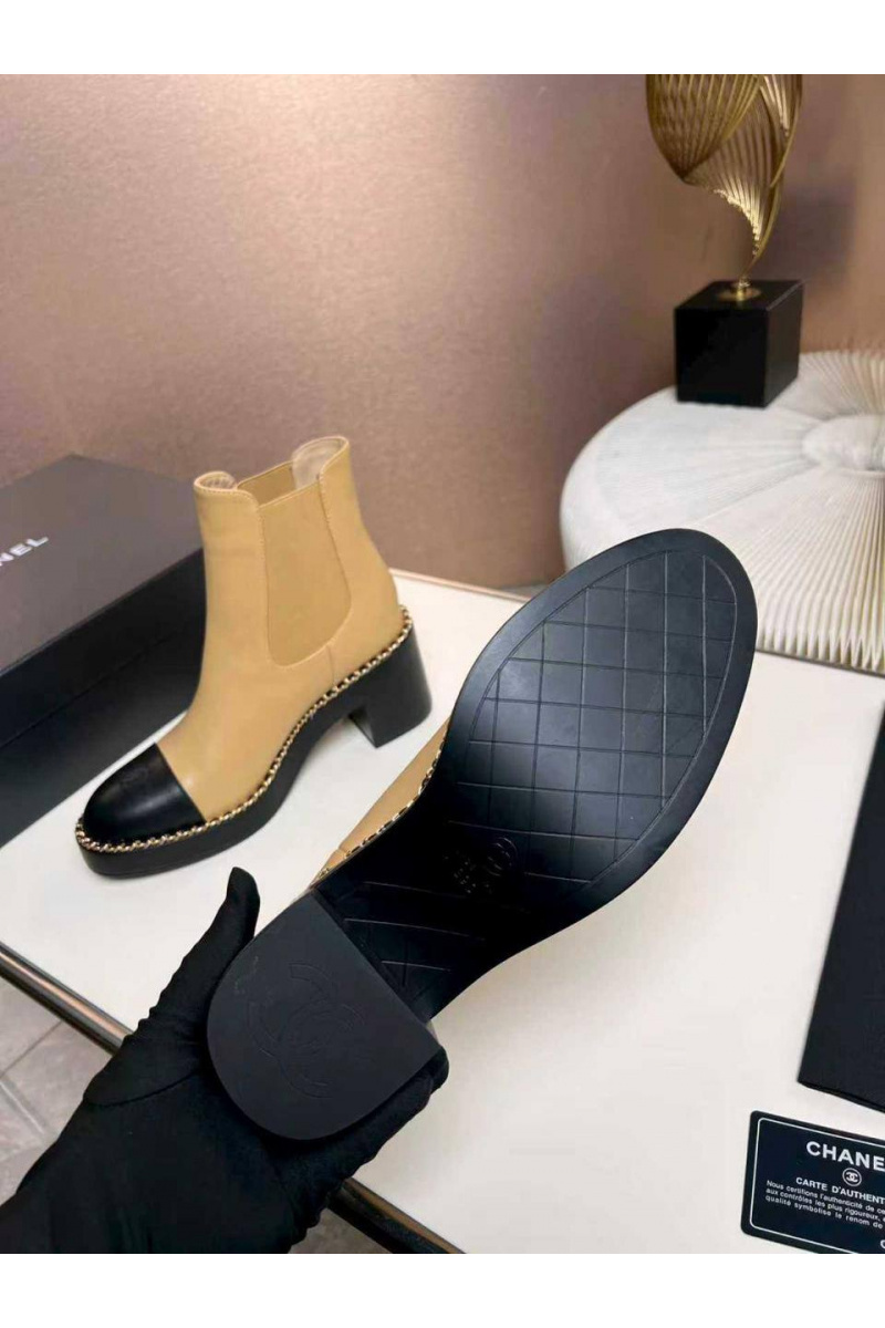 Chаnеl Женские кожаные сапоги premium - Beige