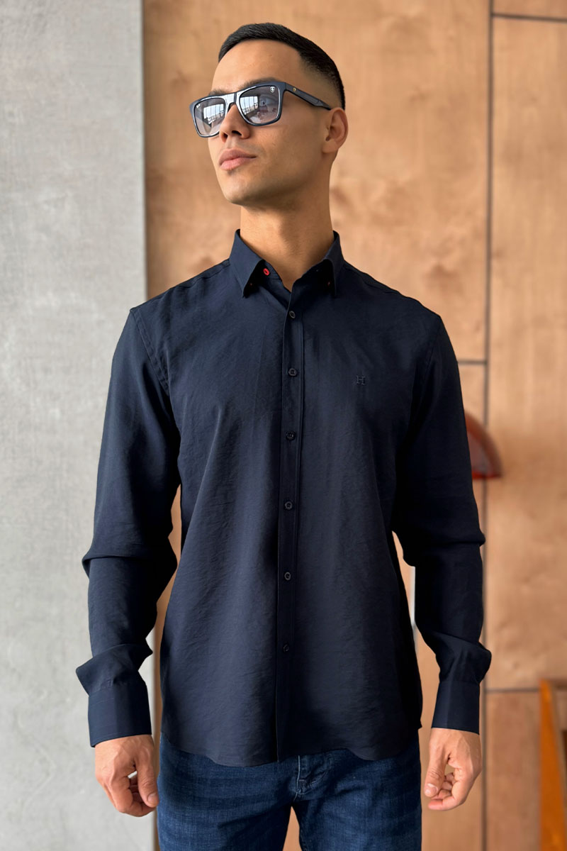 Hermes Мужская рубашка H embroidered - Navy 