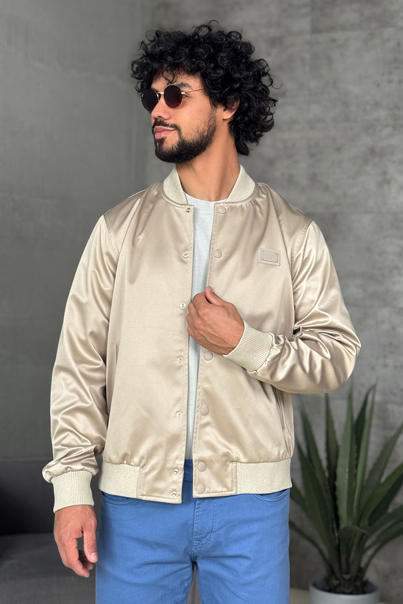 Dоlсе & Gаbbаnа Мужской бежевый бомбер logo-plaque 