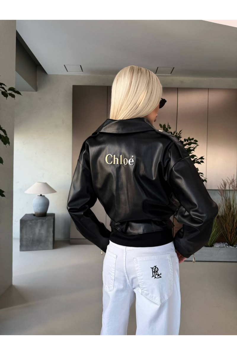 Chloe Женская кожаная косуха premium чёрного цвета
