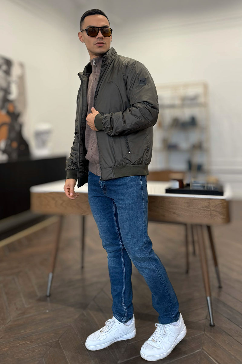 Hugо Воss Мужская зелёная куртка logo-patch 