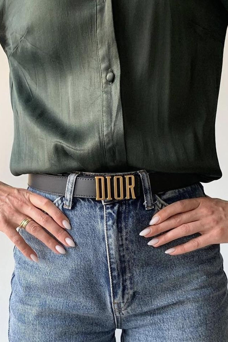 Dior Женский кожаный ремень D-Fence - длина 80 / 85 см (3 расцветки)
