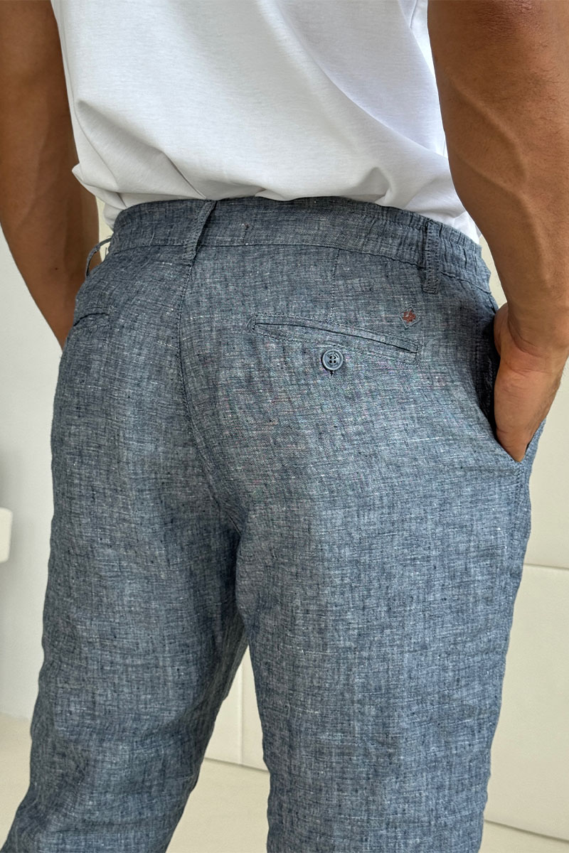 Loro Piana Льняные брюки синего цвета 