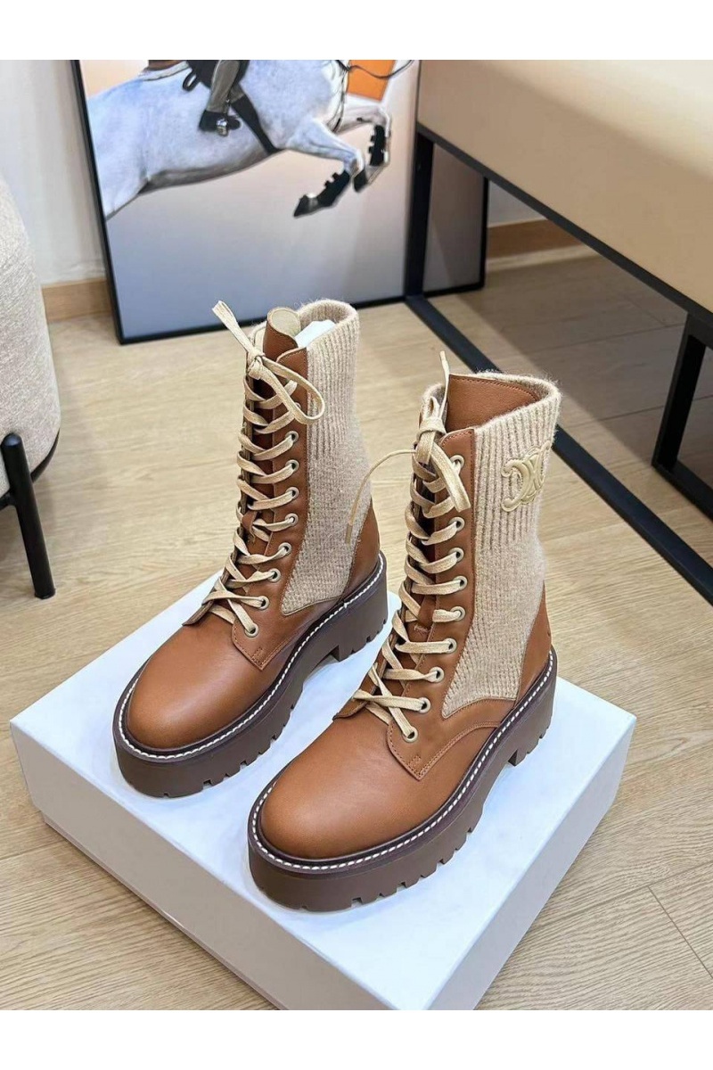 Celine Женские комбинированные ботинки Premium - Brown