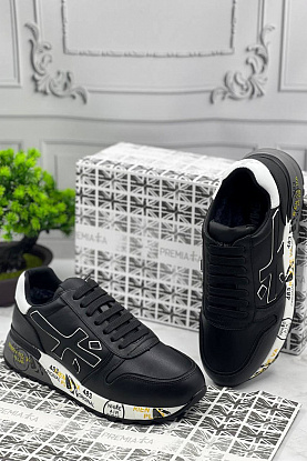 Кожаные кроссовки с мехом Mick - Black / White