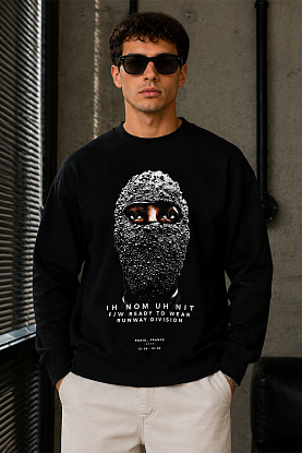Мужской чёрный свитшот Ih Nom Uh Nit Black Mask logo-print
