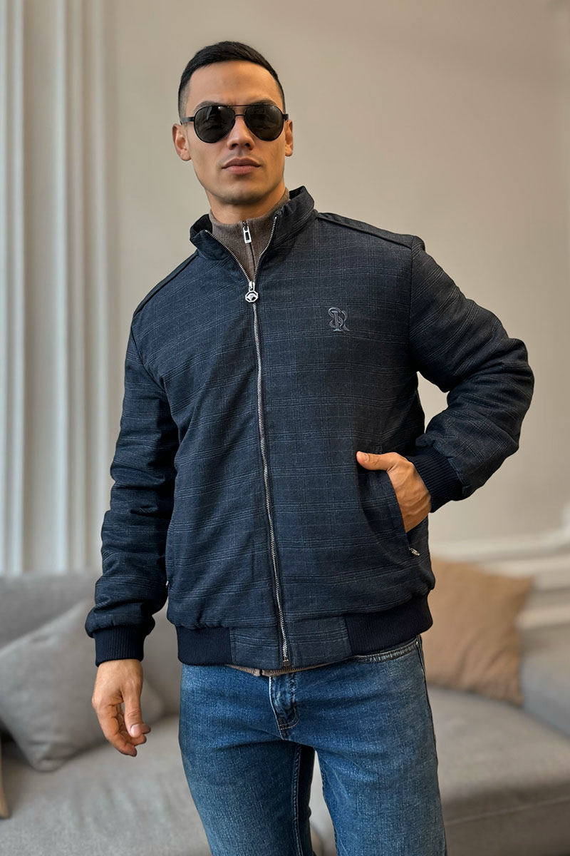 Stеfаnо Riссi Куртка тёмно-синего цвета logo-embroidered