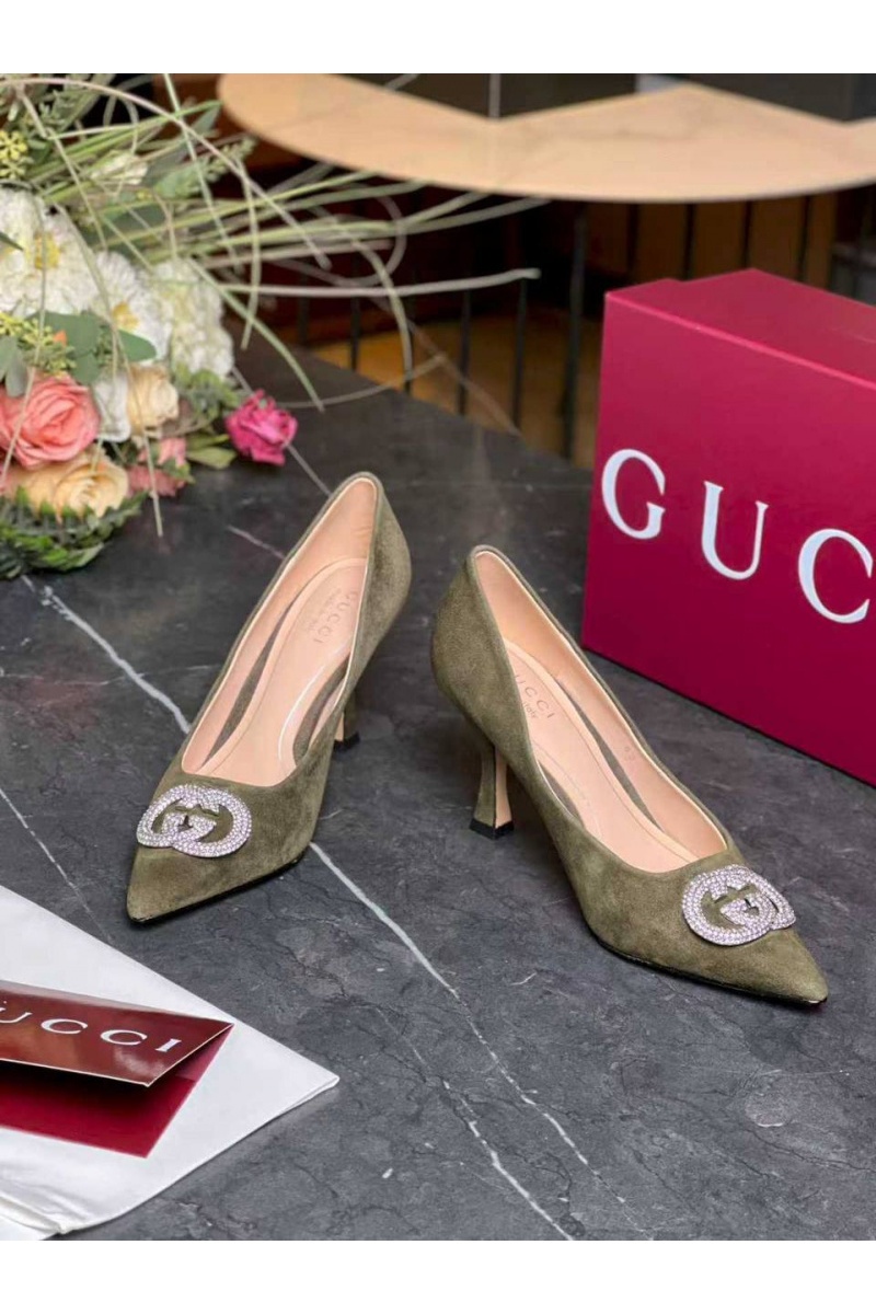 Gucci Женские замшевые туфли GG premium
