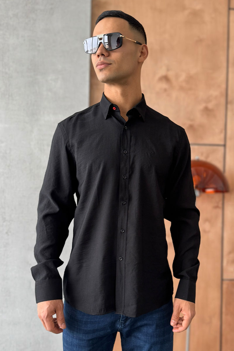 Hermes Мужская рубашка H embroidered - Black