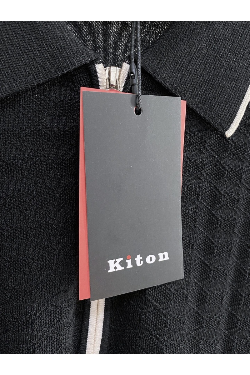 Kiton Вязаное поло чёрного цвета premium