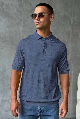 Мужское поло monogram all-over - Indigo