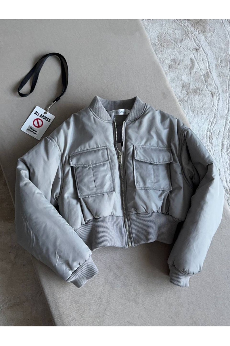 Max Mara Женский бомбер Max Mara серого цвета