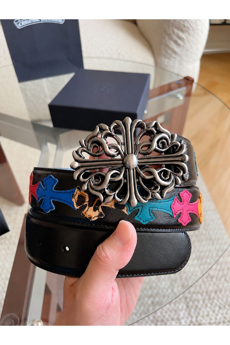 Chrome Hearts Кожаный ремень Cross Patch Cemetery premium