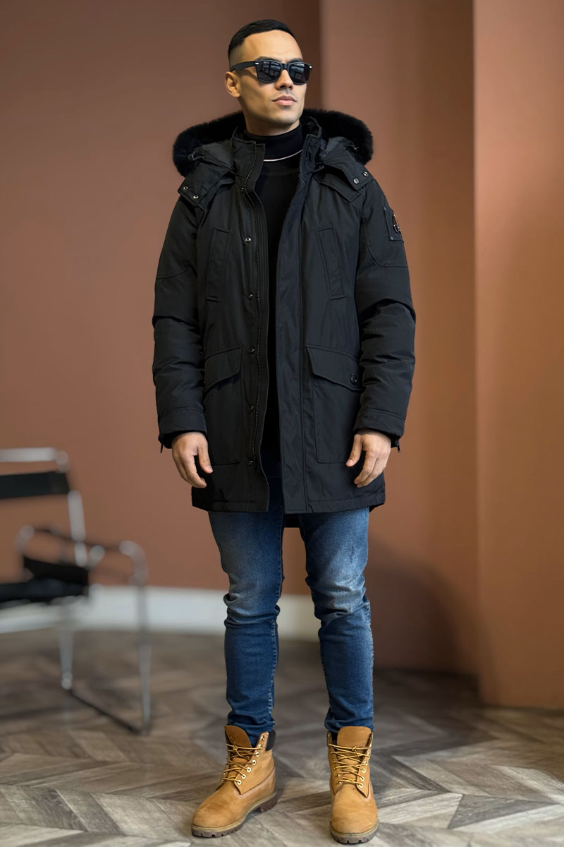 Designer Clothing Парка чёрного цвета Moose Knuckles Gold Series Stag Lake 