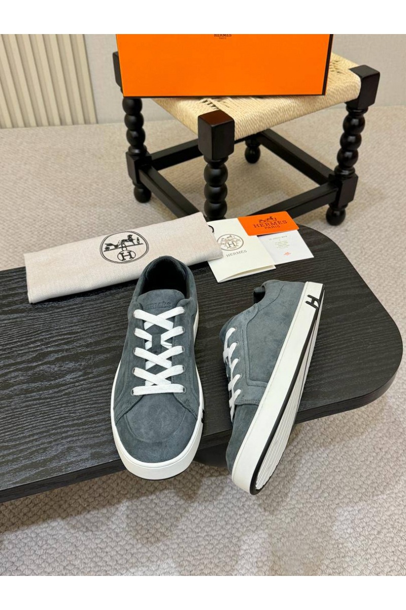 Hermes Мужские замшевые кроссовки Kid - Grey
