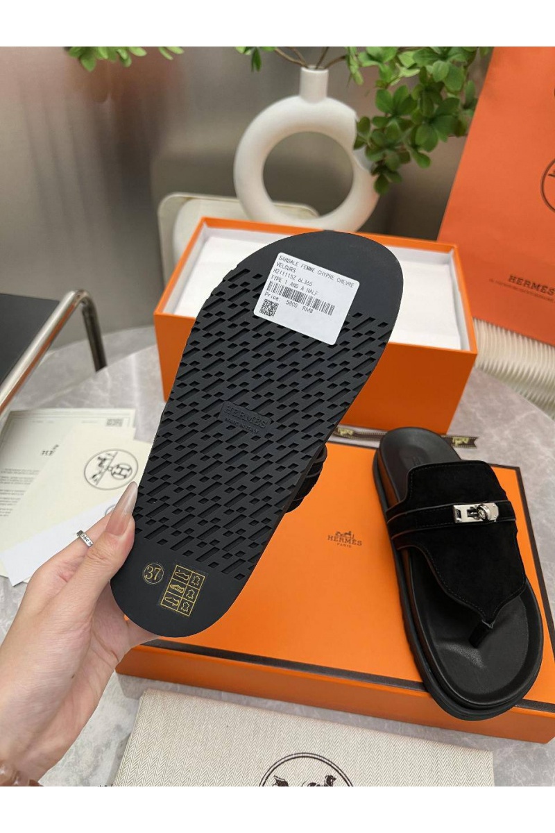 Hermes Женские кожаные шлёпанцы Empire premium