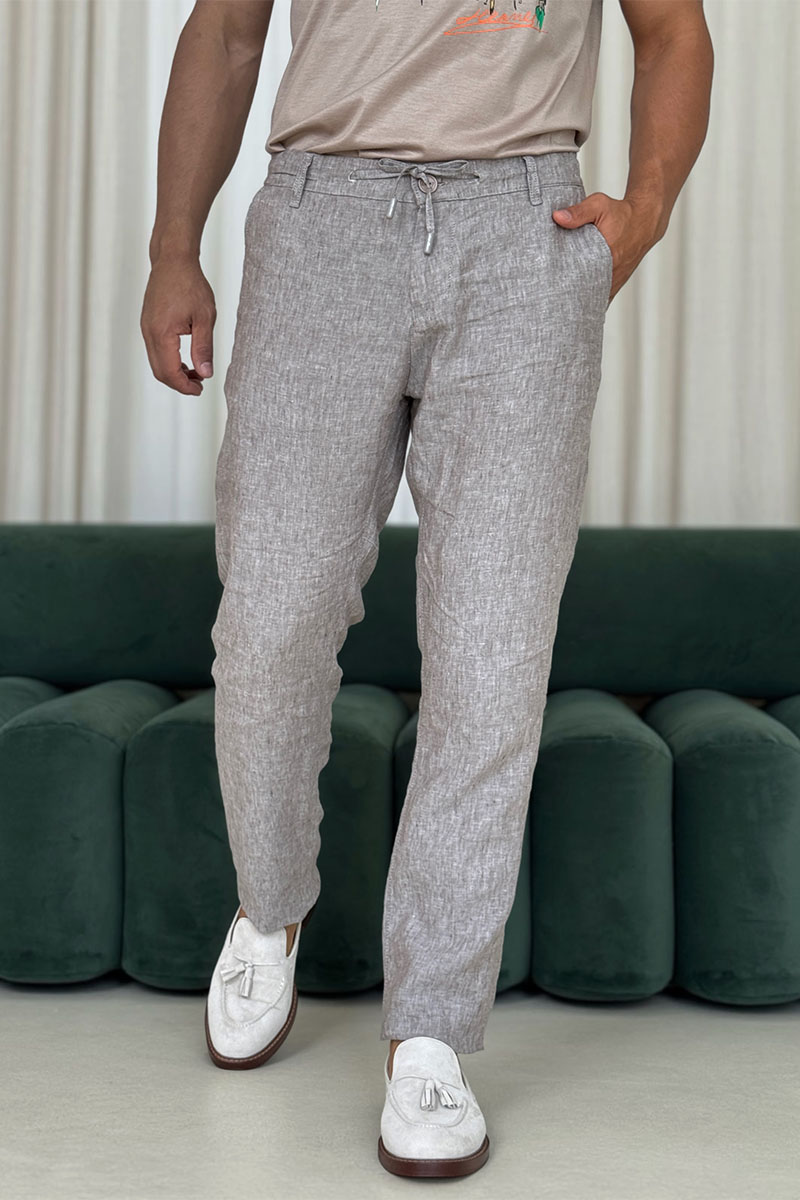 Loro Piana Льняные брюки серого цвета 