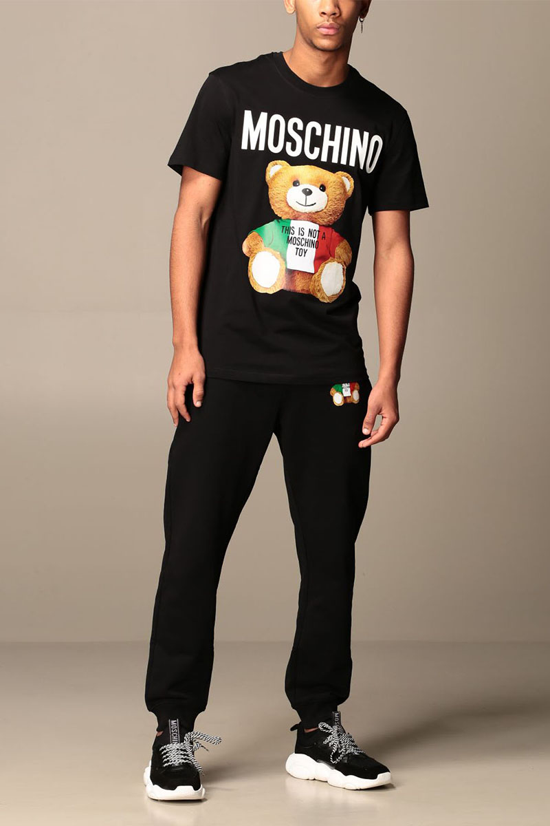 Moschino Мужская чёрная футболка Bear Toy 
