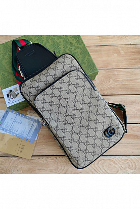 Кожаная сумка GG Monogram 31x19 см