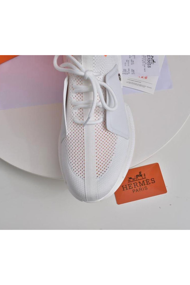 Hermes Мужские текстильные кроссовки Expert - White