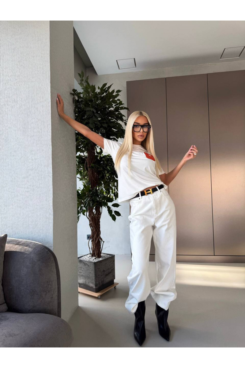 Hermes Женские белые джинсы Hermes premium