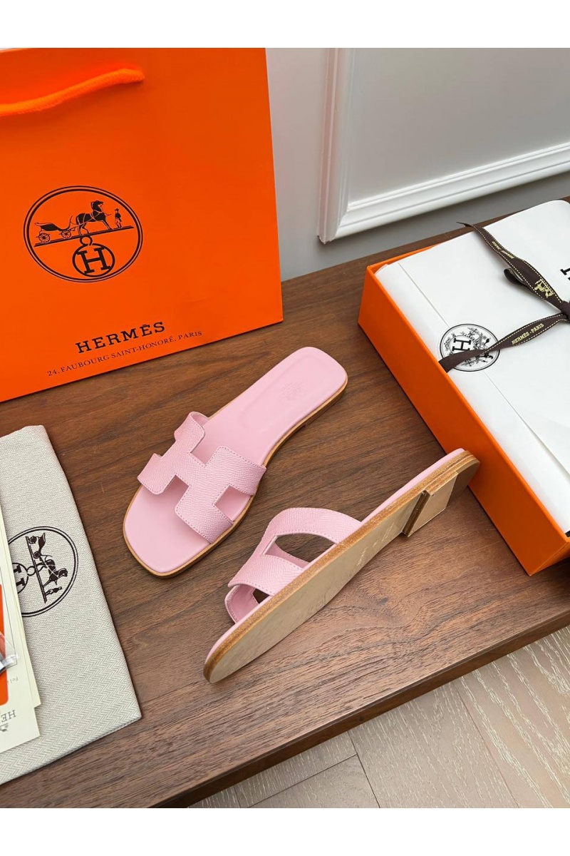 Hermes Женские кожаные шлёпанцы premium