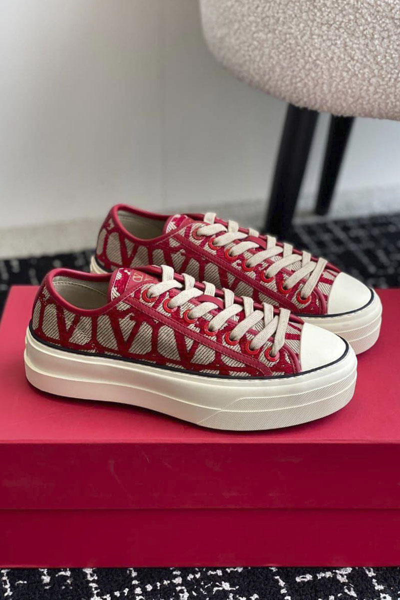 Valentino Женские кеды Toile Iconographe premium - Red