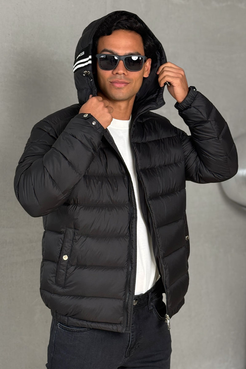 Moncler Мужской пуховик logo-patch - Black