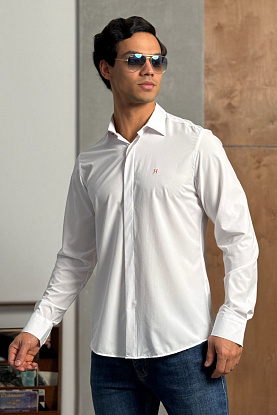 Мужская рубашка H embroidered - White