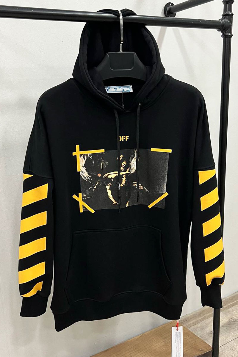 Off-White Чёрное худи Caravaggio Diag graphic-print