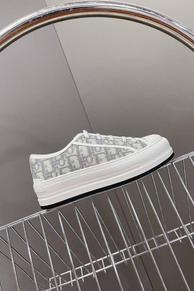Dior Женские кеды на платформе Walk'n' -  Grey / White 