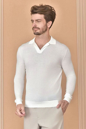 Поло с длинным рукавом Premium - Beige