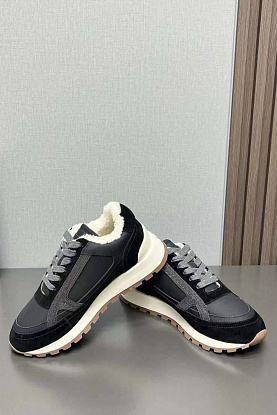 Женские замшевые кроссовки с мехом premium