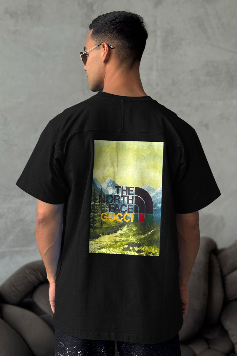 Gucci Оверсайз футболка TNF Collaboration landscape print - Black