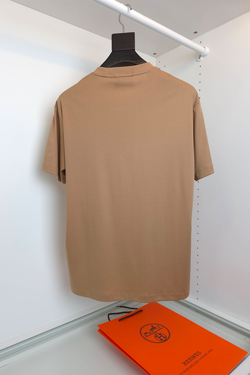 Hermes Мужская коричневая футболка premium