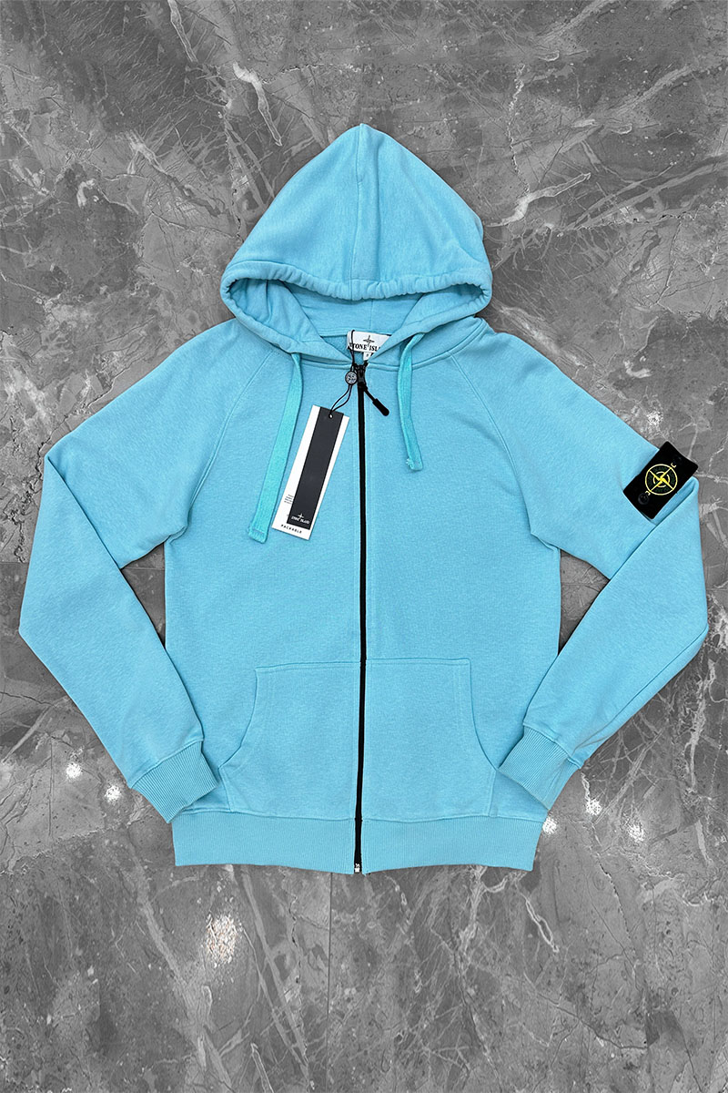 Stone Island Голубая кофта на молнии compass-patch 